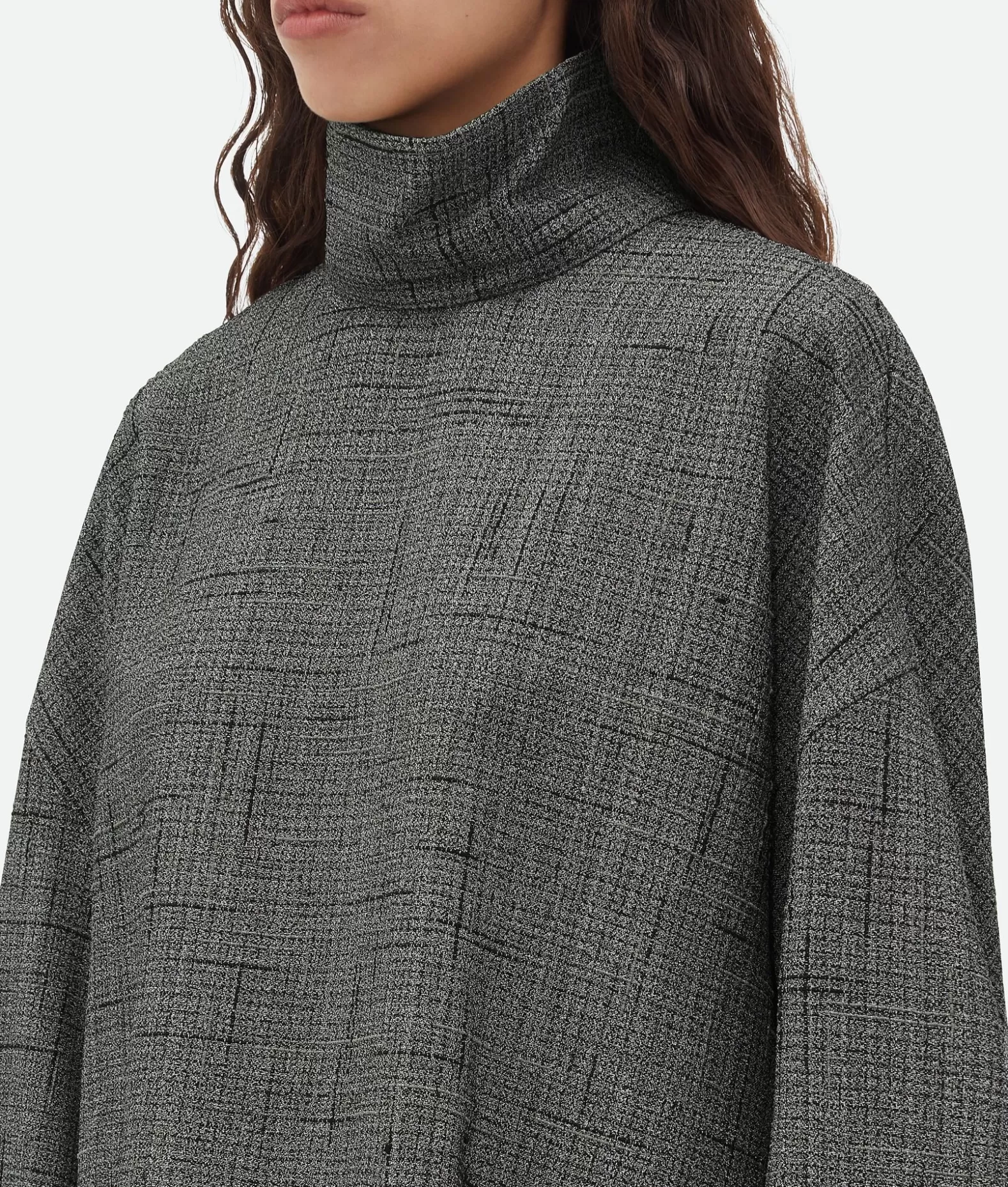 Camicie^Bottega Veneta Camicia A Collo Alto In Viscosa E Seta Con Motivo Criss-Cross Camping/grey melange