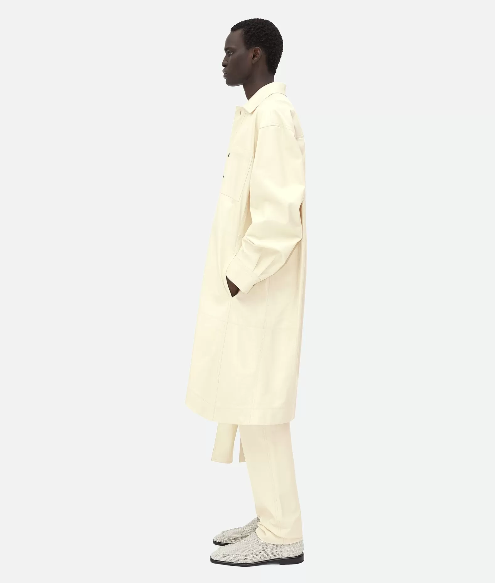 Pelle | Camicie^Bottega Veneta Camicia Lunga In Pelle Lucida Con Dettaglio Annodato Pastry