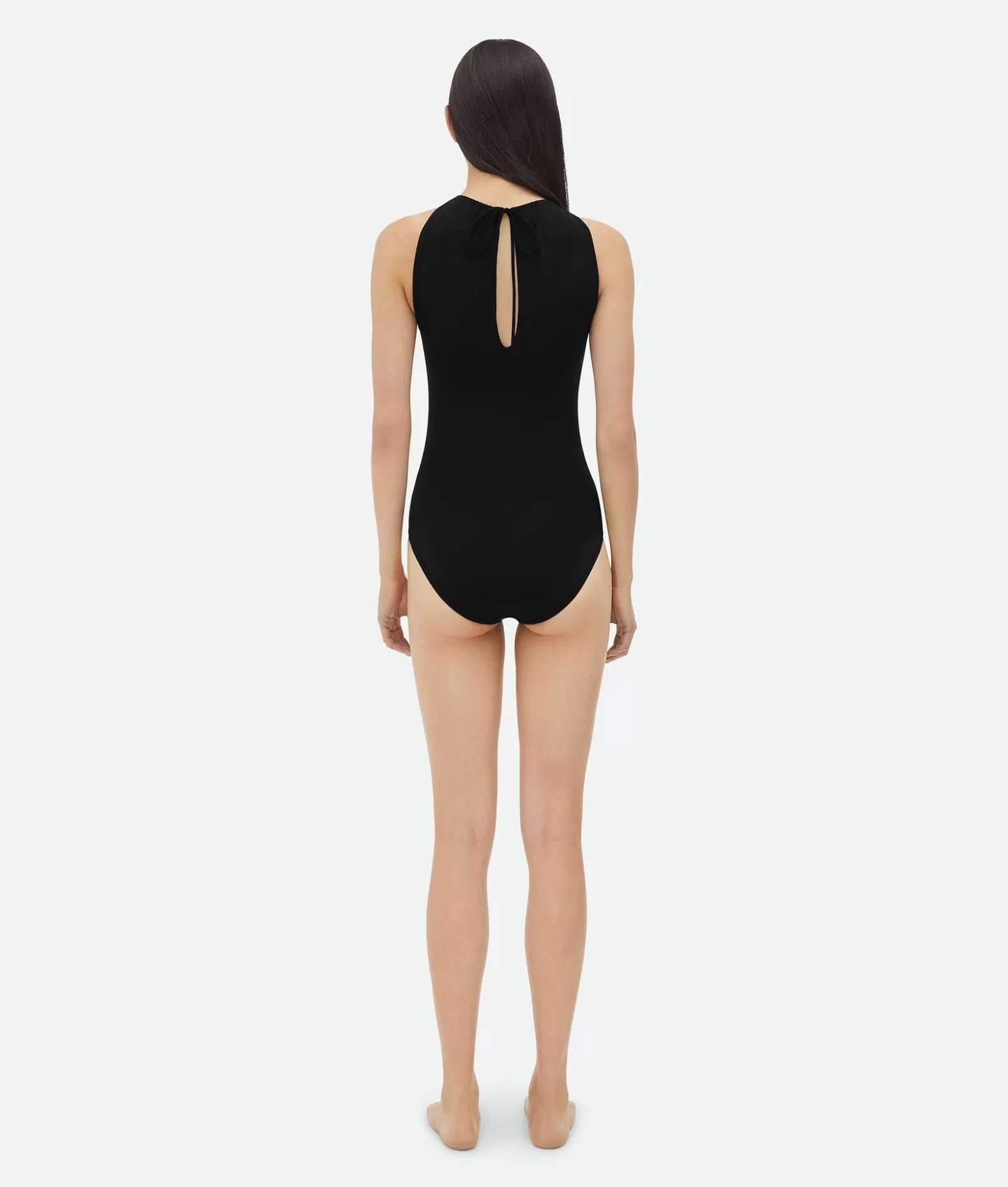 Costumi^Bottega Veneta Costume In Nylon Stretch Con Dettaglio Annodato Sul Collo Black