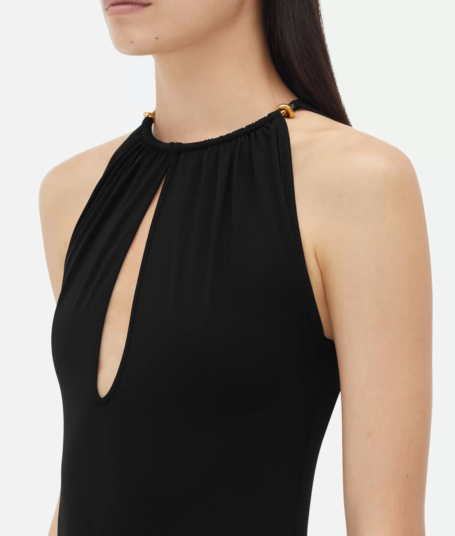 Costumi^Bottega Veneta Costume In Nylon Stretch Con Dettaglio Annodato Sul Collo Black