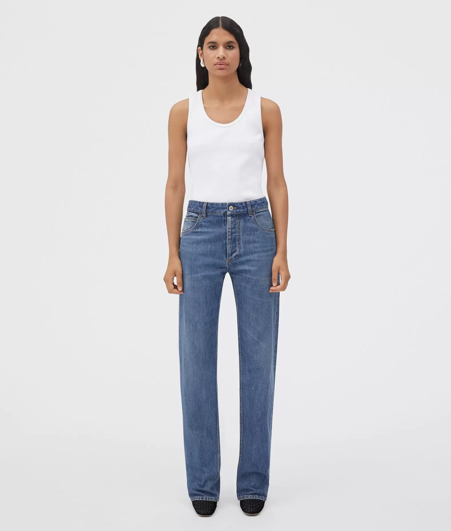 Pantaloni E Shorts | Denim^Bottega Veneta Jeans Con Taglio Dritto In Denim Original Dal Lavaggio Medio Original medium wash indigo