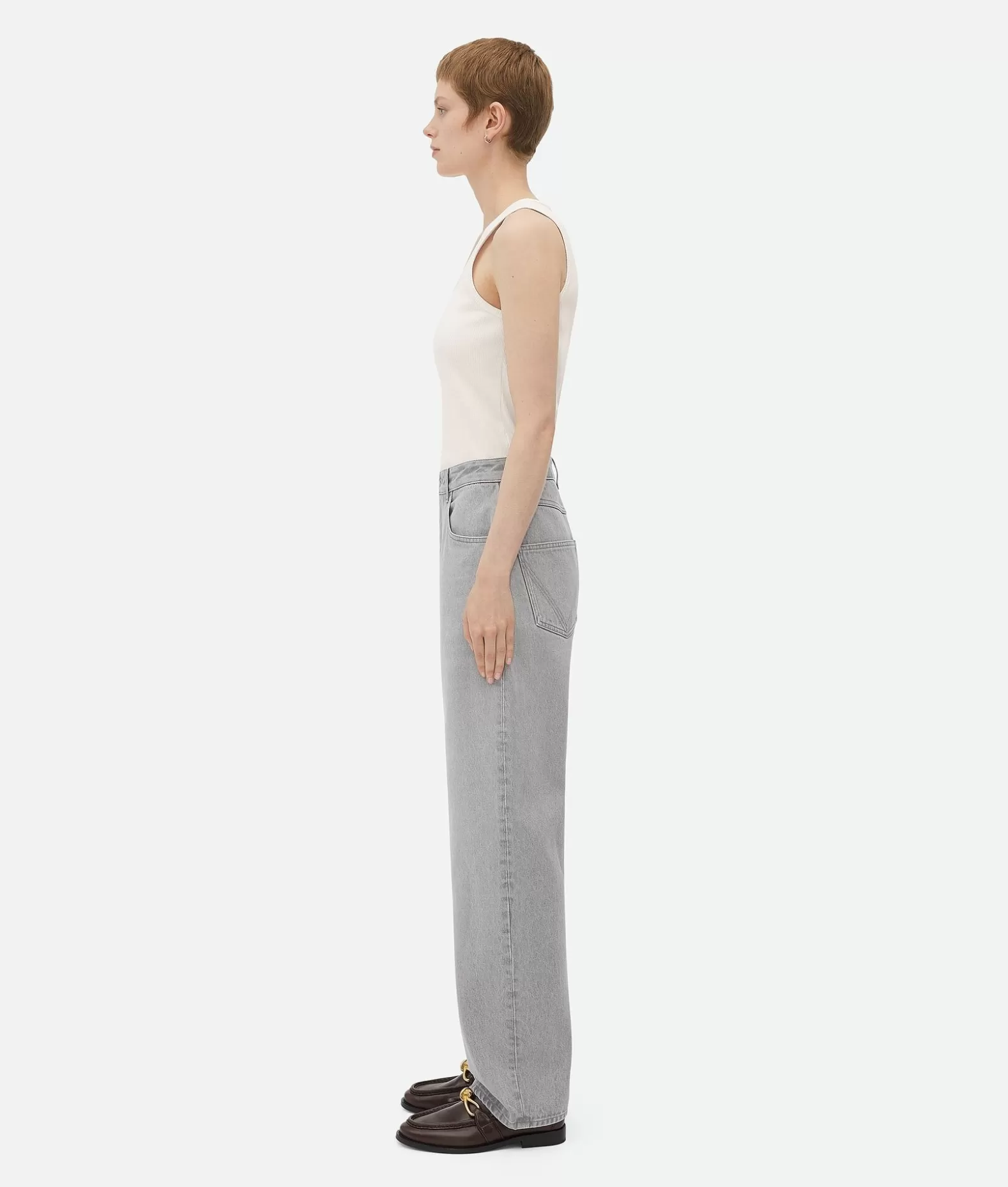 Denim^Bottega Veneta Jeans Dal Taglio Arrotondato In Denim Lavaggio Light grey