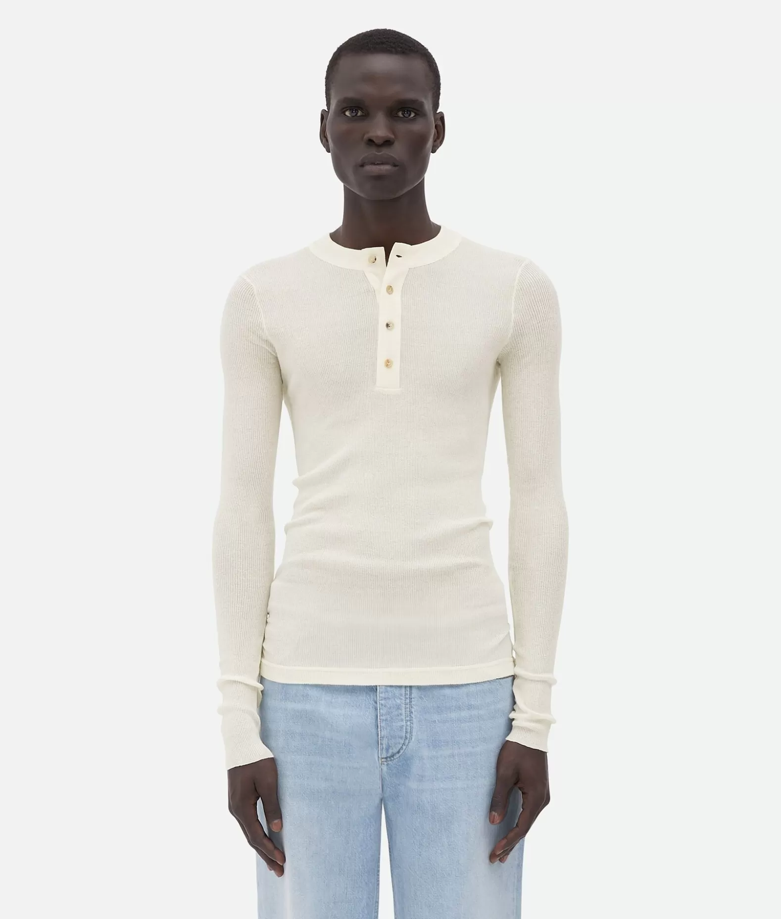Maglieria^Bottega Veneta Maglia In Cotone Leggero Dal Taglio Slim Chalk