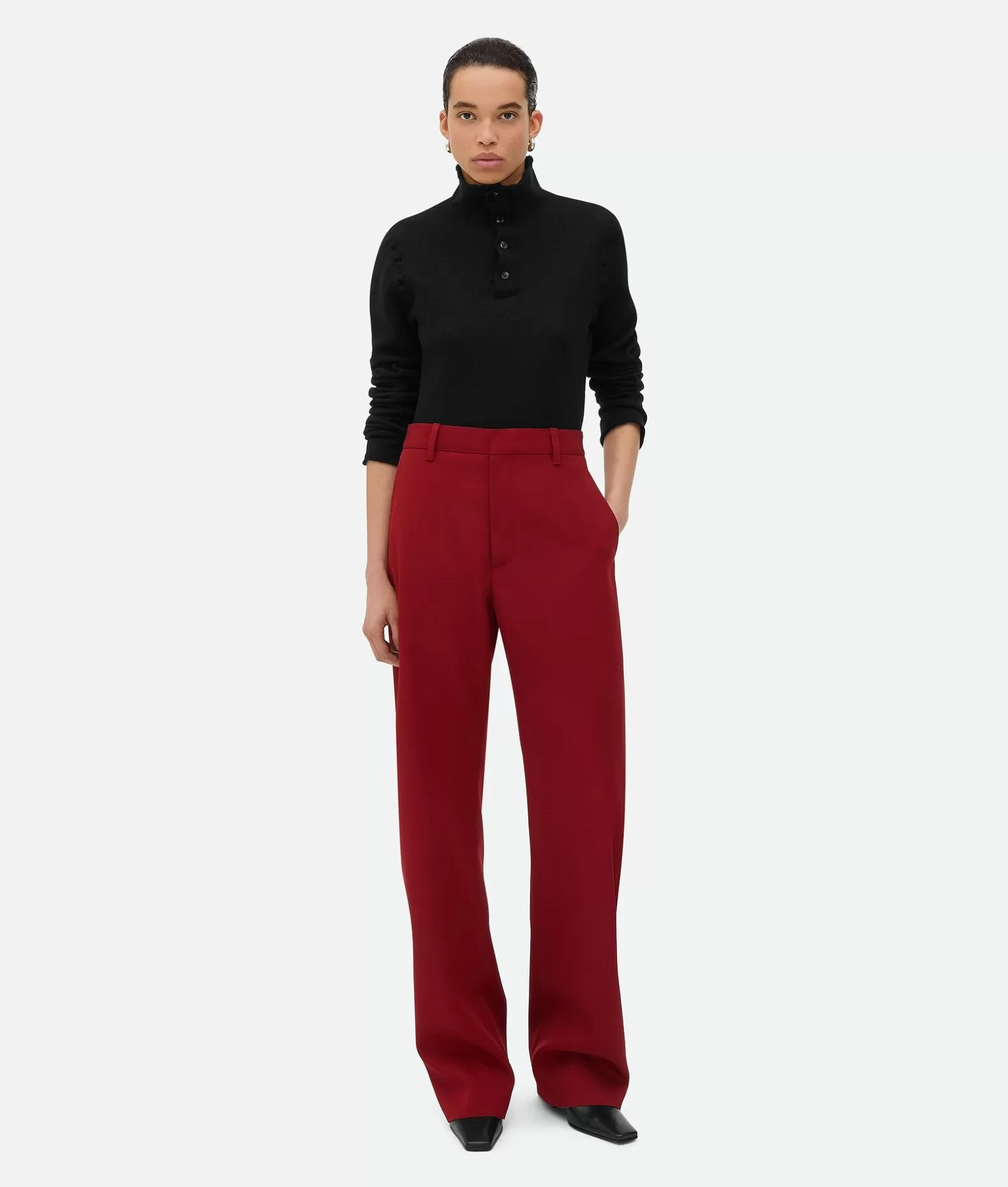 Pantaloni E Shorts^Bottega Veneta Pantaloni Dal Taglio Arrotondato In Twill Di Lana Rosewood