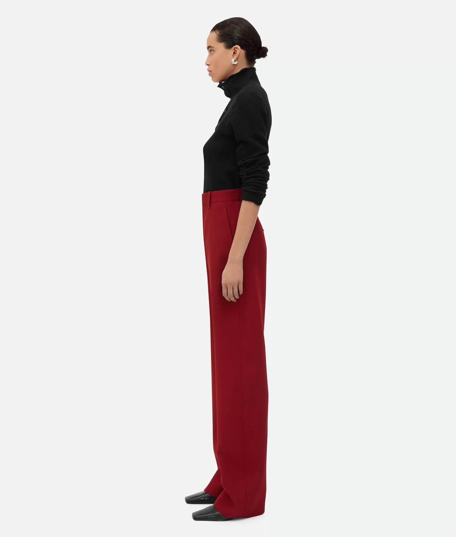 Pantaloni E Shorts^Bottega Veneta Pantaloni Dal Taglio Arrotondato In Twill Di Lana Rosewood
