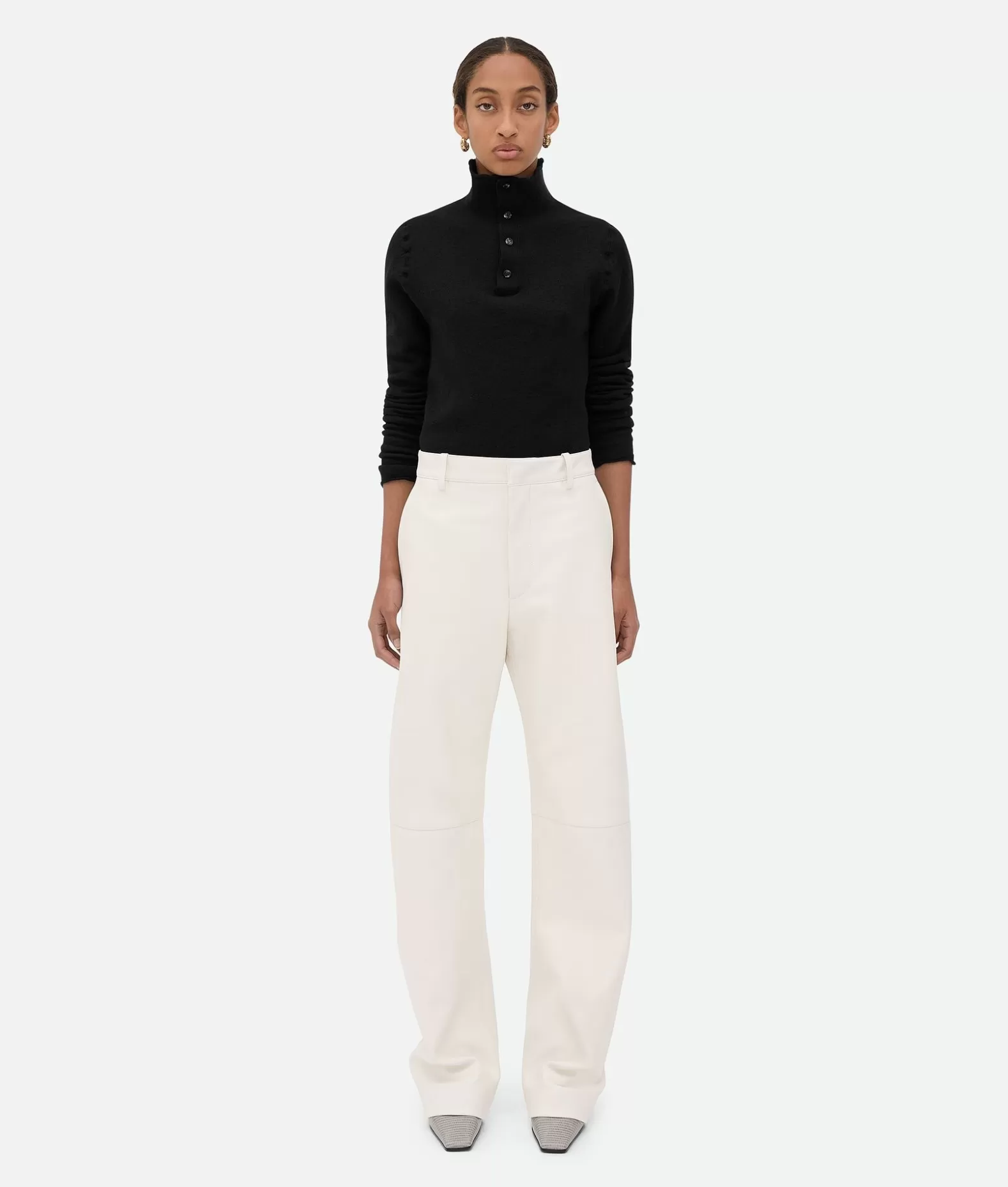 Pantaloni E Shorts | Pelle^Bottega Veneta Pantaloni In Pelle Dal Taglio Arrotondato Dove