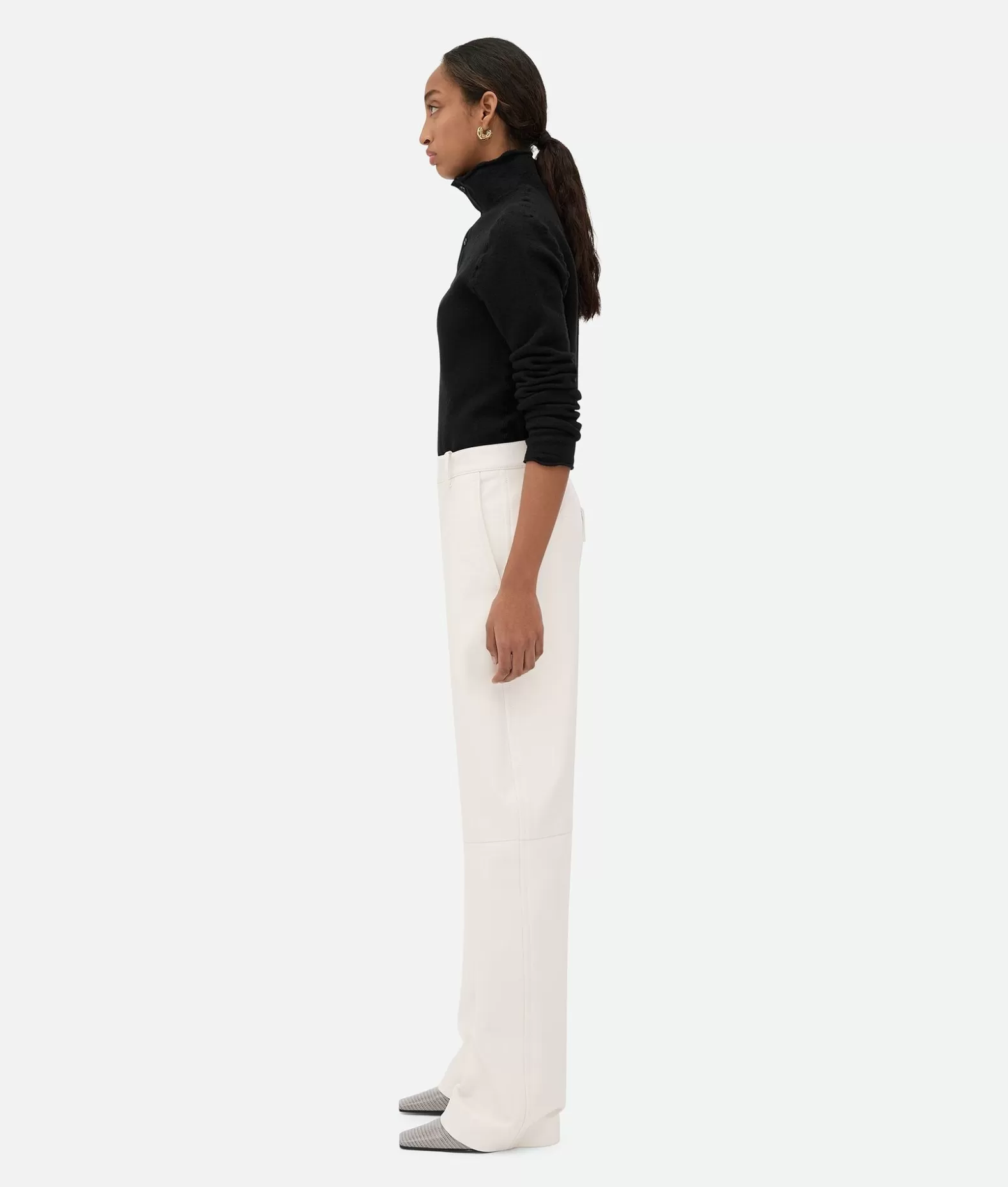 Pantaloni E Shorts | Pelle^Bottega Veneta Pantaloni In Pelle Dal Taglio Arrotondato Dove