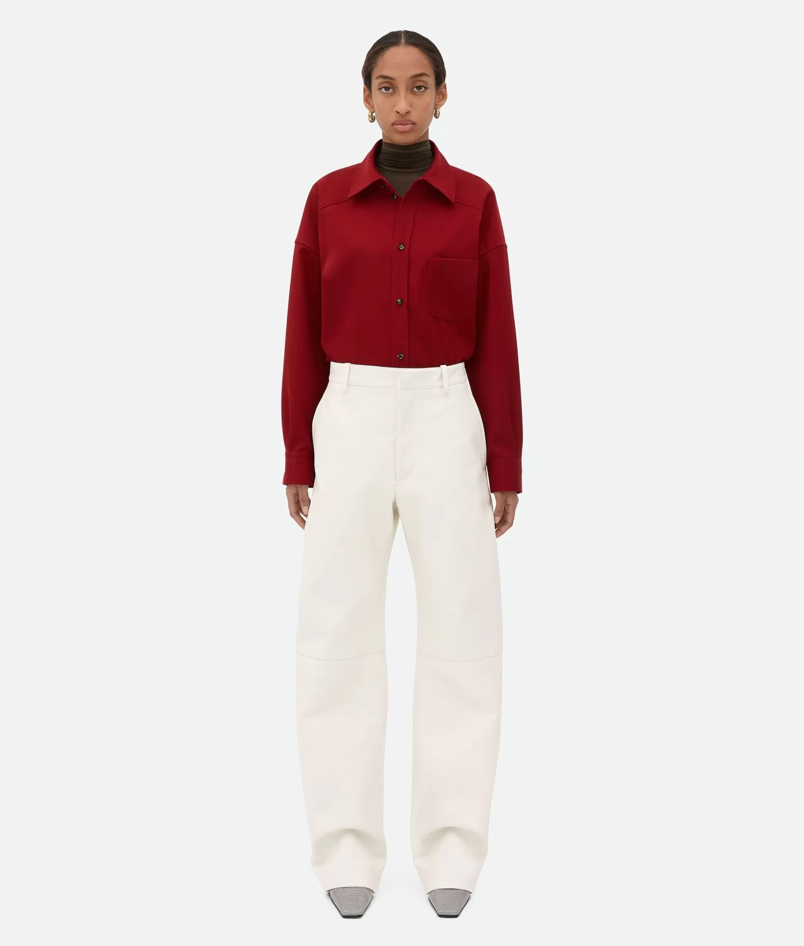 Pantaloni E Shorts | Pelle^Bottega Veneta Pantaloni In Pelle Dal Taglio Arrotondato Dove