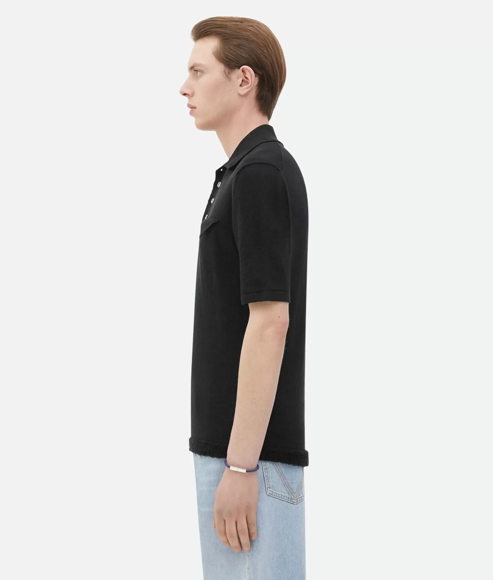 Polos^Bottega Veneta Polo In Lino Leggero Dal Taglio Slim Black