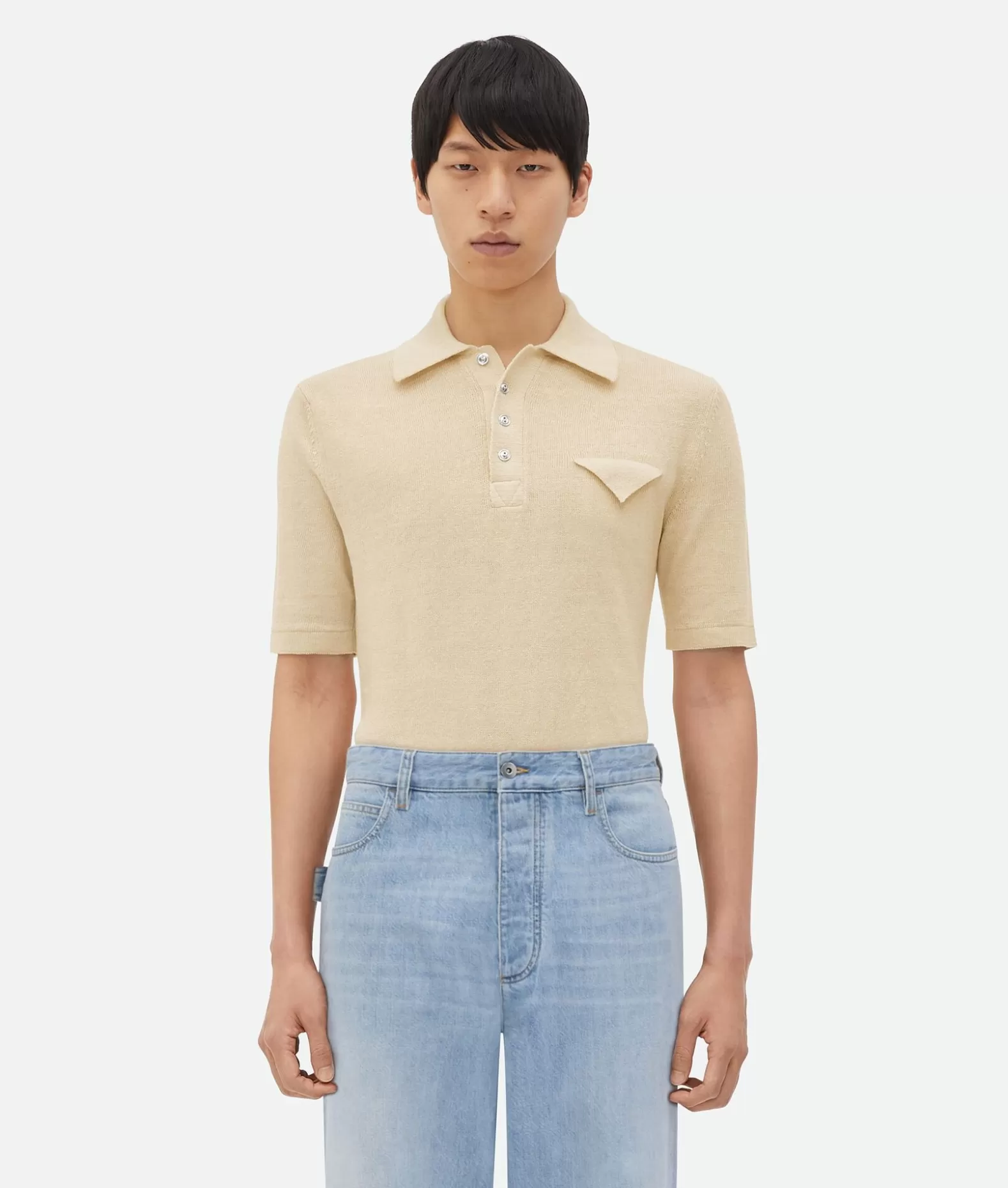 Polos^Bottega Veneta Polo In Lino Leggero Dal Taglio Slim String