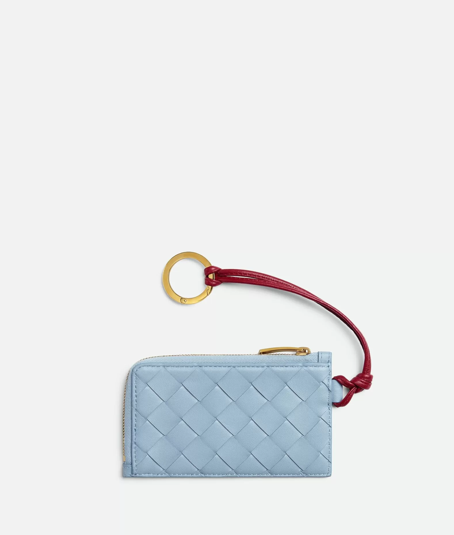 Porta Carte^Bottega Veneta Porta Carte Intrecciato Con Zip A L E Gancio Ice / Dark red